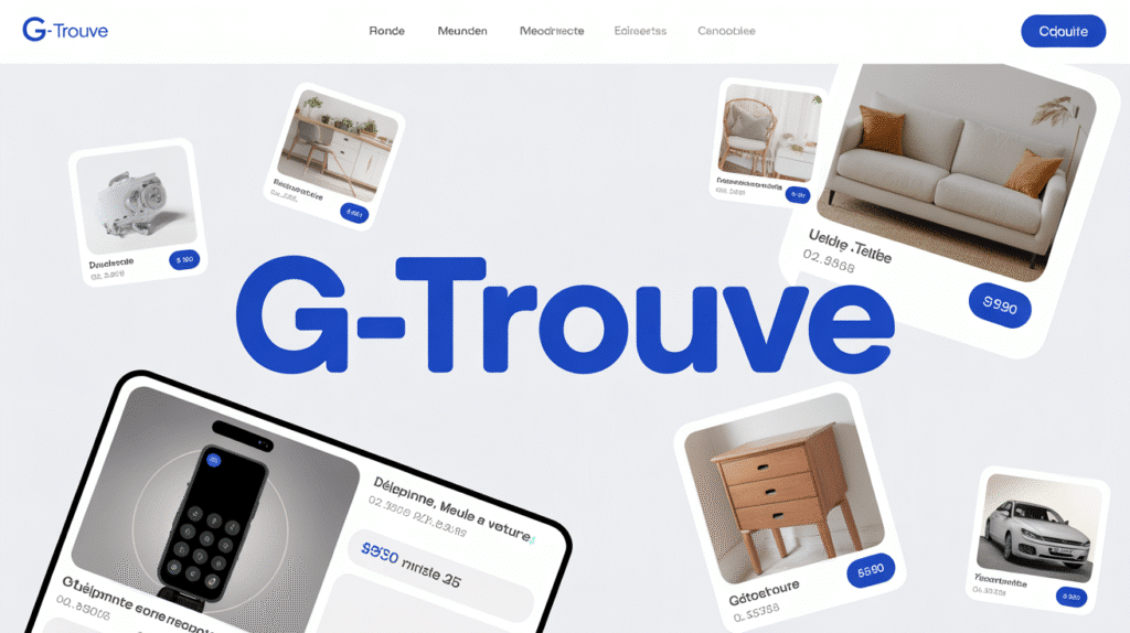 Interface G-trouver avec annonces et objets à vendre
