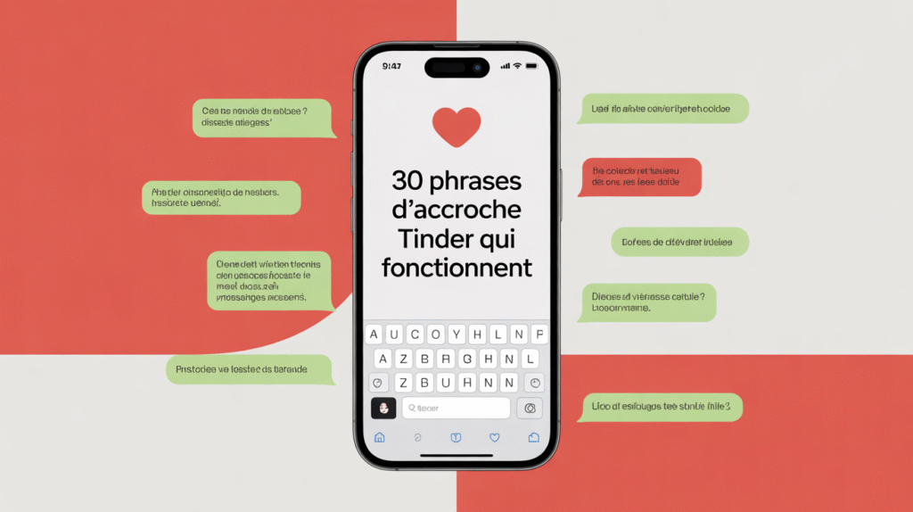 Smartphone avec phrases d'accroche Tinder efficaces