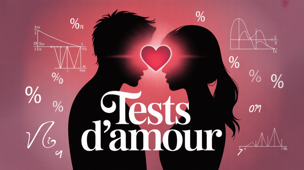 Silhouettes et cœur, pourcentages de test d'amour